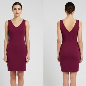 Babaton (Aritzia) Women's Feminine Red V-Neck Mini Sheath Cocktail Dress Size 4